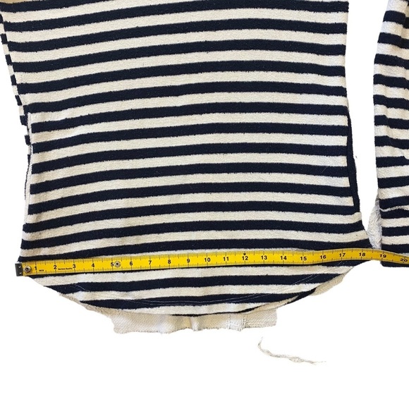 Tea N Rose Navy Blue and Cream Striped Terry Hoodie Size Small - Picture 13 of 16